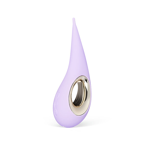 Dot clitorisstimulator van Lelo in lavendel met gouden accent, staand vooraanzicht