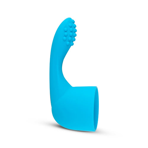 Close-up van het zachte siliconen materiaal en ergonomische vorm van het aqua blauwe opzetstuk