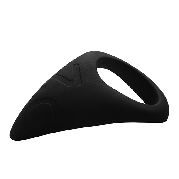 Laid P2 penisring zwarte siliconen ring met ergonomisch driehoekig verlengstuk zijaanzicht