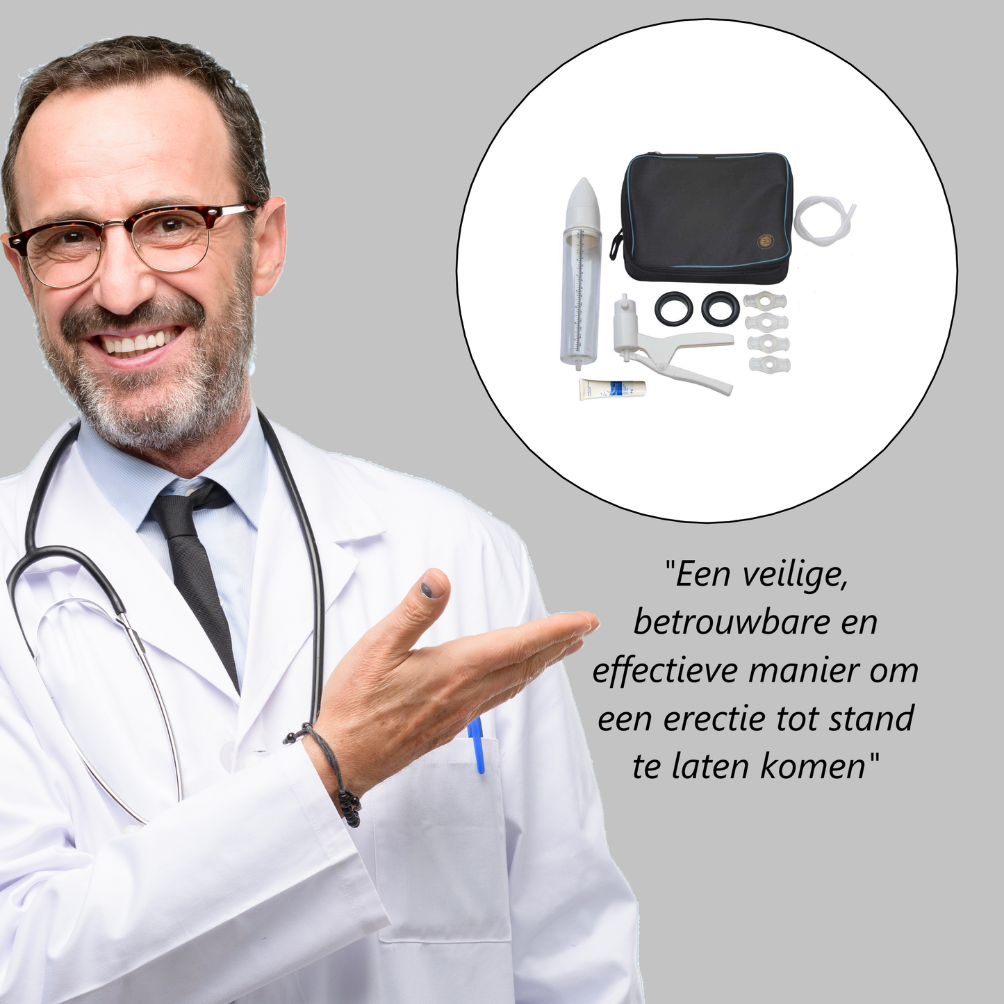 Close-up van pompkop met drukknop en afleesring van Vacurex erectie hulpmiddel