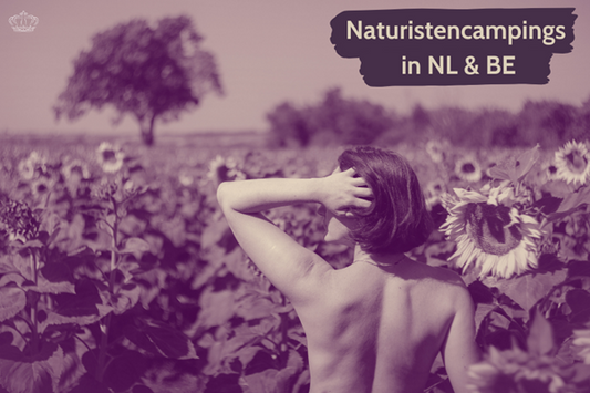 Vrouw in zonnebloemveld als sfeerbeeld bij naturistencampings in Nederland en België