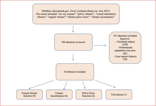 Flowchart van onderzoek naar vibrators voor bekkenbodemspieren en seksuele gezondheid