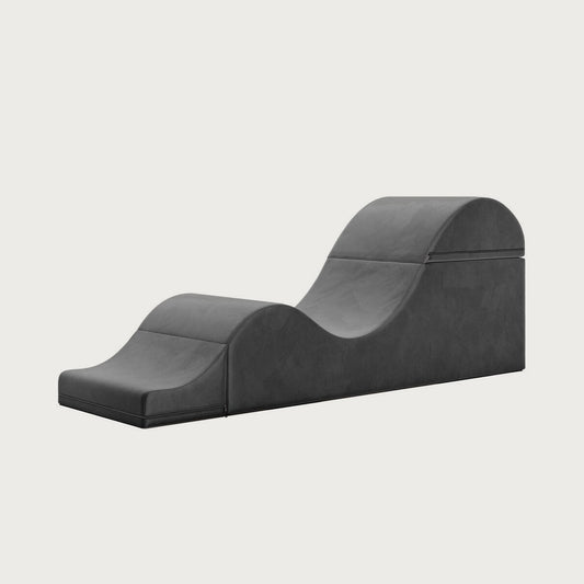Liberator Super Aria Flip Chaise uitgeklapt, extra brede zwarte liefdesbank met golvende vorm