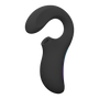 Lelo Enigma Wave in het zwart, met de sonische opening en de drie knoppen
