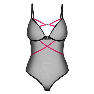 Obsessive Novenes zwarte stringbody met roze accenten
