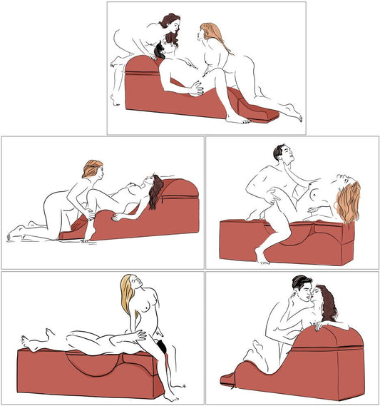 Tekening met standjes op de Liberator Super Aria Flip Chaise, liggend, zittend en van achteren