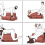 Tekening met vier standjes op de Liberator Steed bondagebank, met boeien