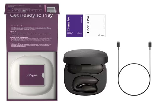 Sfeervolle weergave van zwarte We-Vibe Chorus Pro op neutrale ondergrond