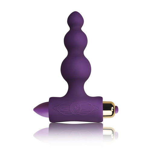 Petite Sensations Bubble buttplug in het paars, met kralenvorm en gouden bullet