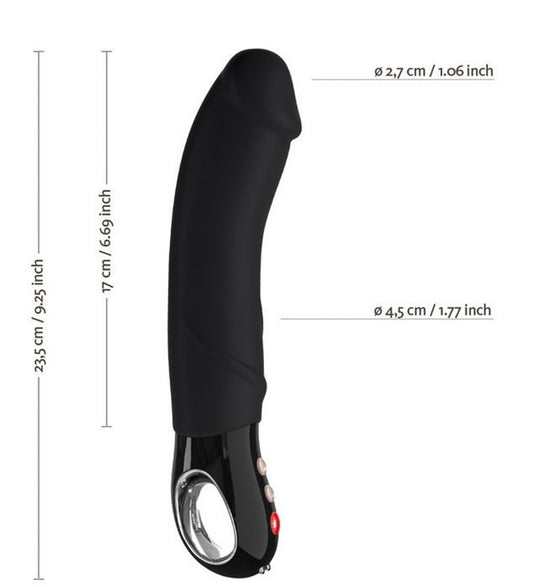Afmetingen Big Boss: 23,5 cm totaal, 17 cm inbrengbaar, diameter 2,7 tot 4,5 cm