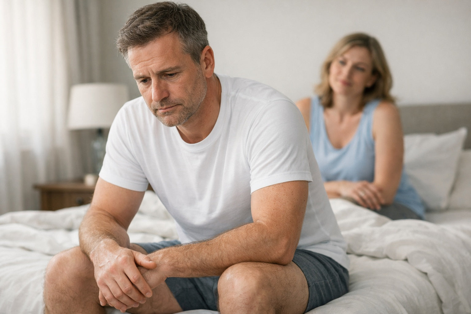 Illustratie bij informatief artikel over geen zin seks mannen bij De Paarse Keizerin met medisch advies