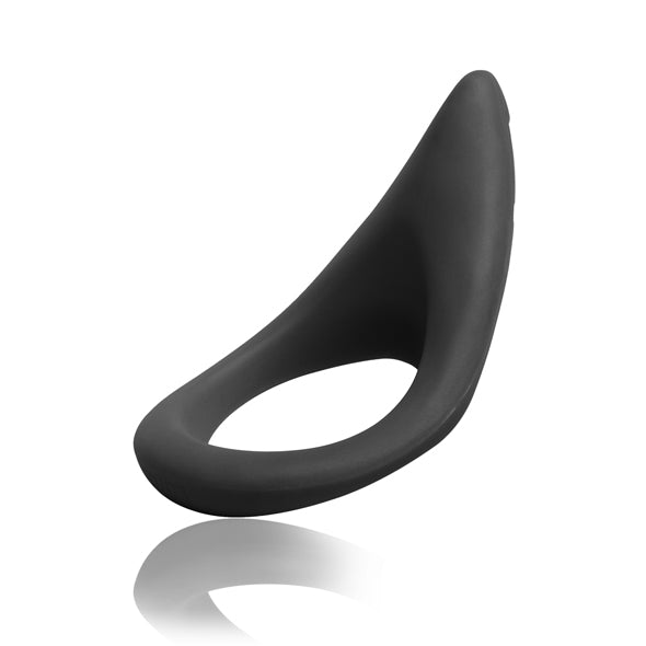 Laid P2 penisring zwarte siliconen met druppelvormig ergonomisch verlengstuk mat afwerking