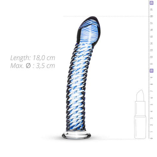 Glazen dildo Gildo No. 5, 18 cm, transparant blauw