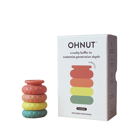 Doos van de Ohnut Classic met de vier gekleurde ringen ernaast