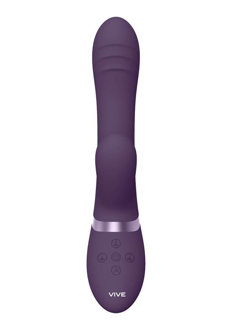 Vive Tani vooraanzicht, paarse rabbit vibrator met geribbelde schacht