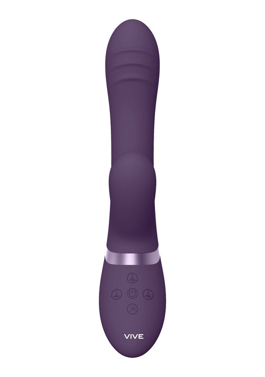 Vive Tani vooraanzicht, paarse rabbit vibrator met geribbelde schacht
