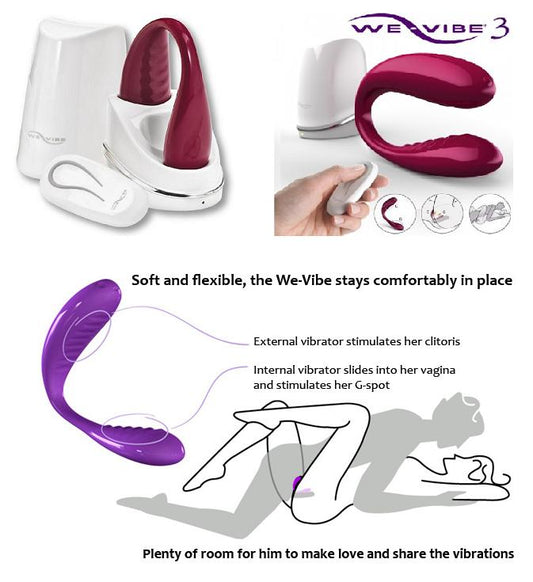 We-Vibe 3 paarse C-vormige koppelvibrator met draadloze afstandsbediening