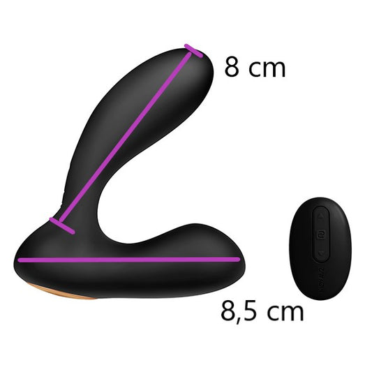 Svakom Vick prostaatmassager met afmetingen: 8 cm inbrenglengte en 8,5 cm breedte basis