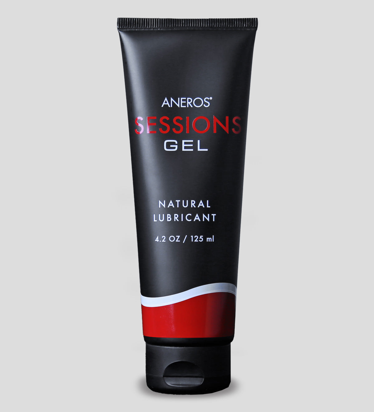 Tube Aneros Sessions Gel glijmiddel op waterbasis 125 ml op grijze achtergrond