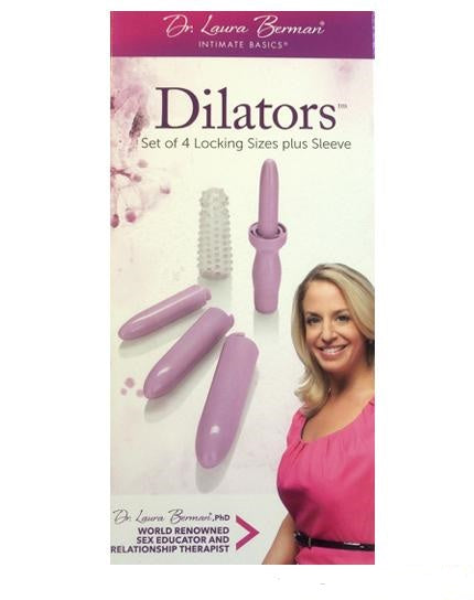 Doos van de Dr. Laura Berman dilatorset, set van vier maten plus siliconen hulsje