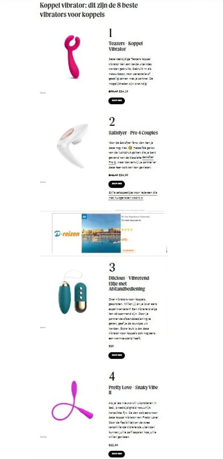 Productfoto bij keuzehulp over de beste seksspeeltjes voor koppels bij De Paarse Keizerin voor eerlijk advies en vergelijking