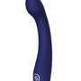 Hybris Blue Evolution donkerblauwe G-spot vibrator gebogen uiteinde met bedieningsknop staand