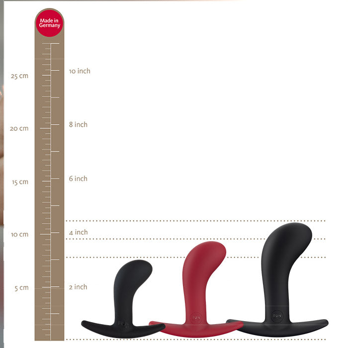 Fun Factory Bootie buttplug set met maatliniaal – afmetingen van klein tot groot