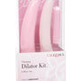 Inspire dilatorset in de verpakking met twee roze siliconen dilators en een bullet vibrator