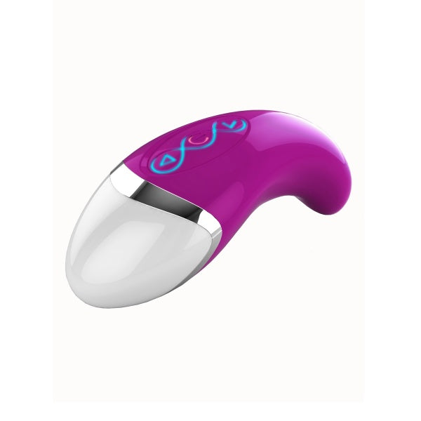 Dibe stimulator paars met chromen accent en verlichte knoppen, ergonomisch gebogen design