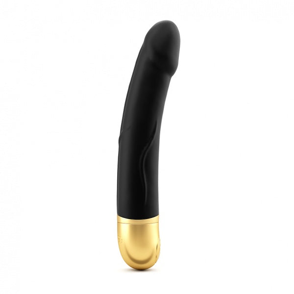 Close-up van bedieningsknoppen en textuurdetails van De Paarse Keizerin vibrator in zachte roze-beige kleur