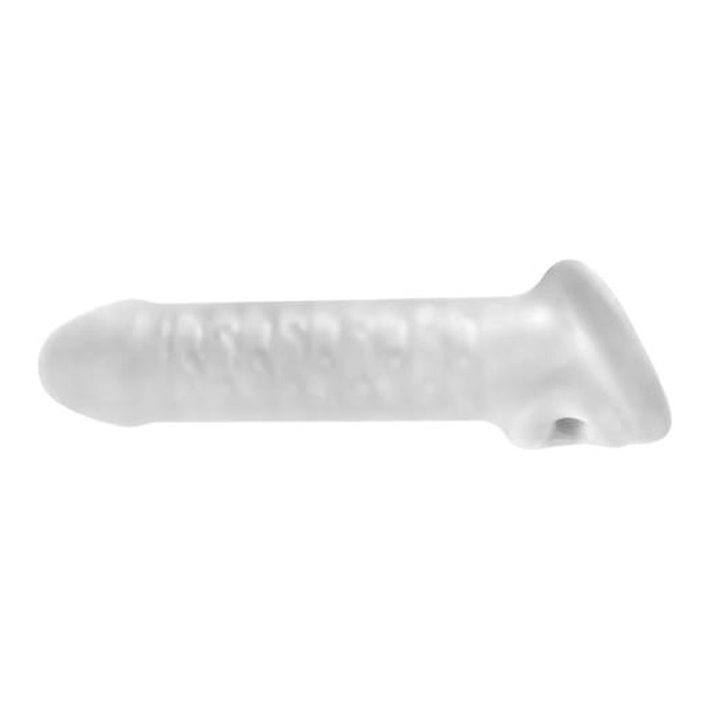 Doorschijnende Perfect Fit Fat Boy Thin penissleeve van 16,5 cm, zijaanzicht