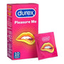 Pleasure Me condooms met ribbels en noppen van De Paarse Keizerin, vooraanzicht van de verpakking met 10 stuks