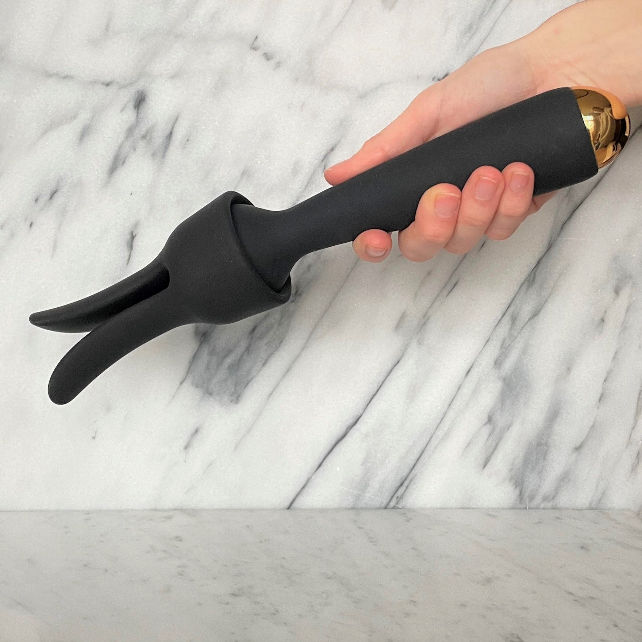 Emma Neo Wand vibrator met verwisselbaar rabbit-opzetstuk in zwart siliconen