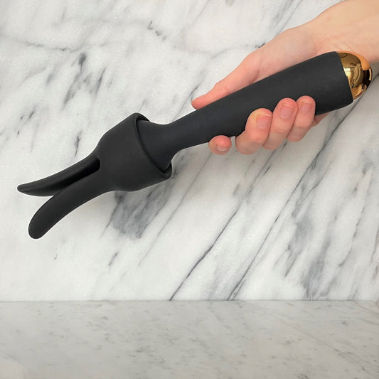 Emma Neo Wand vibrator met verwisselbaar rabbit-opzetstuk in zwart siliconen
