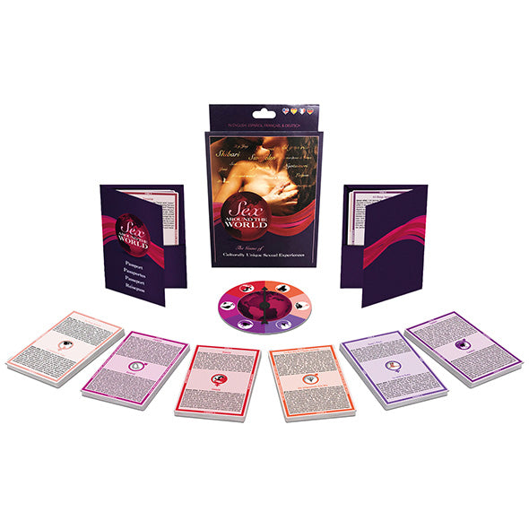 Sex Around the World erotisch kaartspel met spinner en gekleurde kaarten
