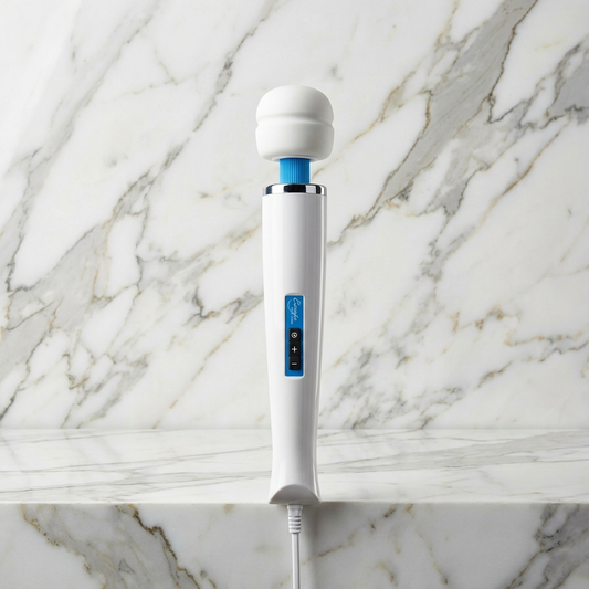 Europe Magic Wand massager vooraanzicht op witte achtergrond, ergonomische vormgeving zichtbaar