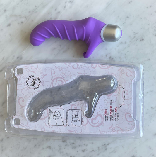 Fonzie vibrator met geopende verpakking, batterij-informatie en gebruiksinstructies