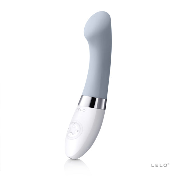 Zijaanzicht van de Gigi 2 vibrator die de ergonomische vorm en afgeronde tip toont