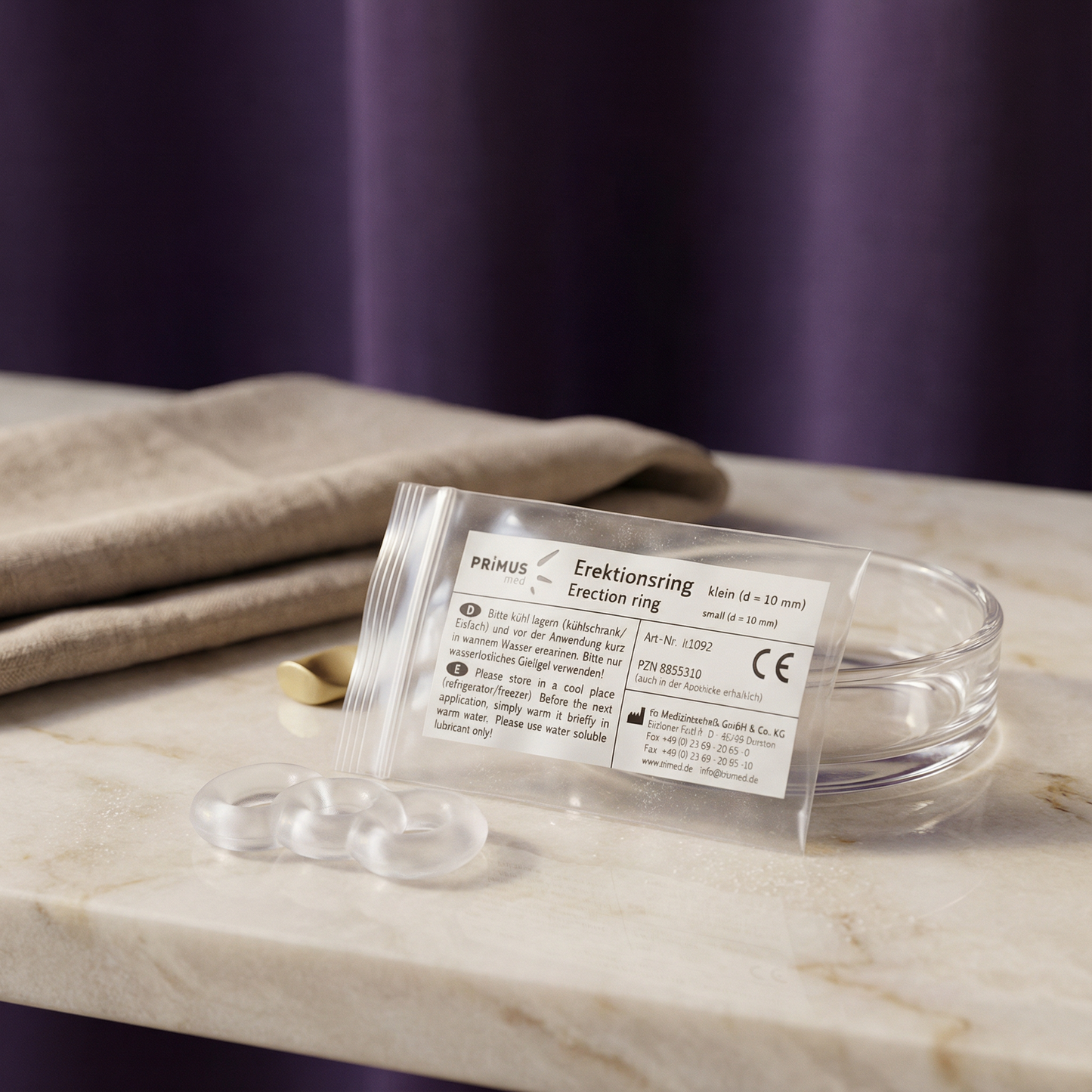 Zijaanzicht van Primus drukring 10mm met gladde afwerking voor optimale pasvorm