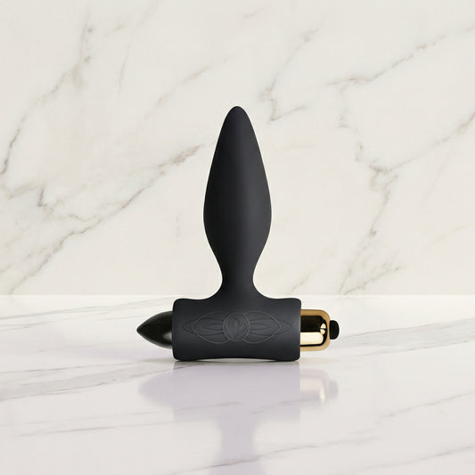 Petite Sensations vibrerende buttplug van De Paarse Keizerin op witte achtergrond