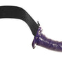 Paarse holle strap-on S/M compleet met zwart verstelbaar harnas