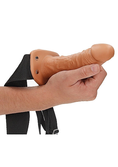 Strapon van De Paarse Keizerin met zachte holle dildo en vibratiefunctie op witte achtergrond