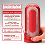 TENGA Flip Zero warmer in rood, gebruiksinstructie met touch-knop bediening en verwarmingsfuncties