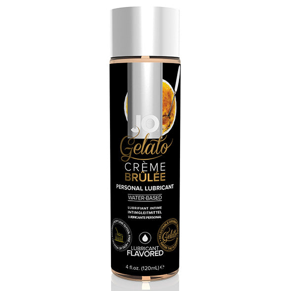 Vooraanzicht van de fles JO Gelato Crème Brûlée personal lubricant op waterbasis, 120 ml
