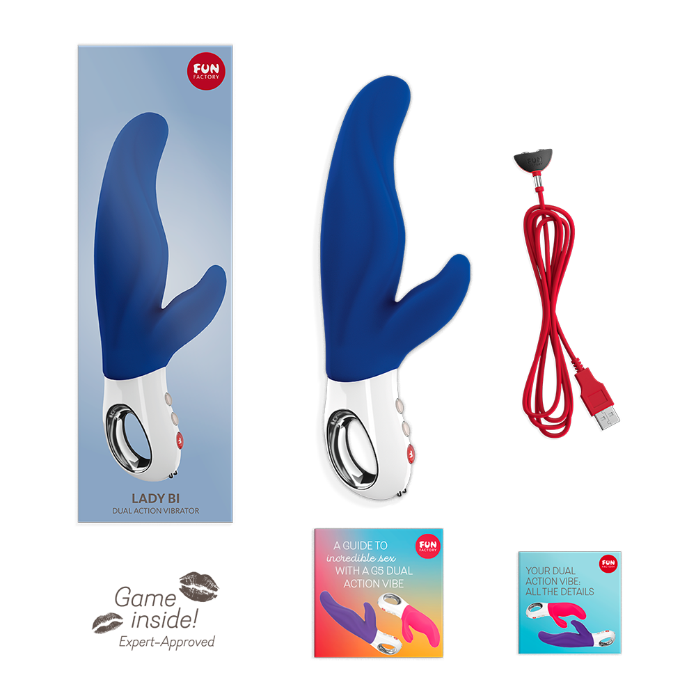 Fun Factory Lady Bi rabbit vibrator blauw compleet met verpakking en USB-oplaadkabel