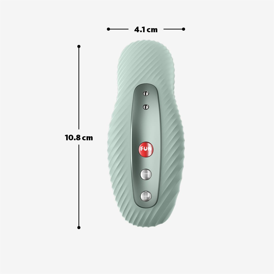 Laya 3 stimulator Fun Factory getoond in gebruikspositie met focus op design