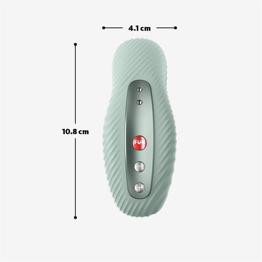 Laya 3 stimulator Fun Factory getoond in gebruikspositie met focus op design