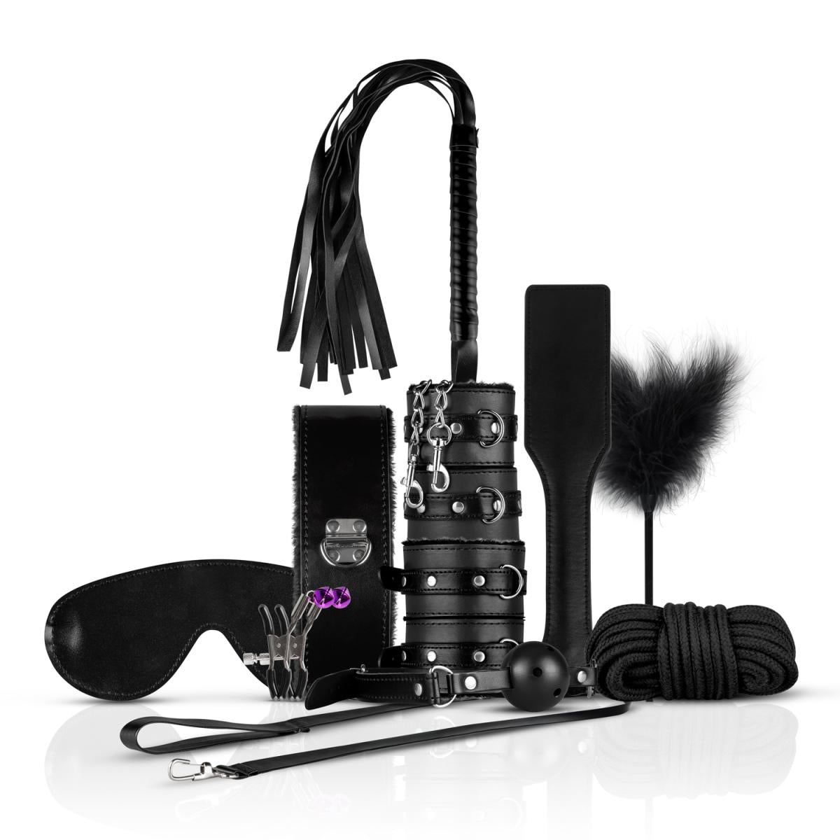 10-delige zwarte bondageset Black Fantasy voor beginners