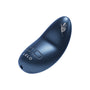 Lelo Nea 3 vibrator voorkant met twee bedieningsknoppen, glad donkerblauw siliconen met gebogen vorm