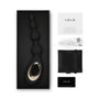 Lelo Soraya Beads zwart siliconen kralenmassager met goudkleurig ringdetail USB-kabel en opbergzakje